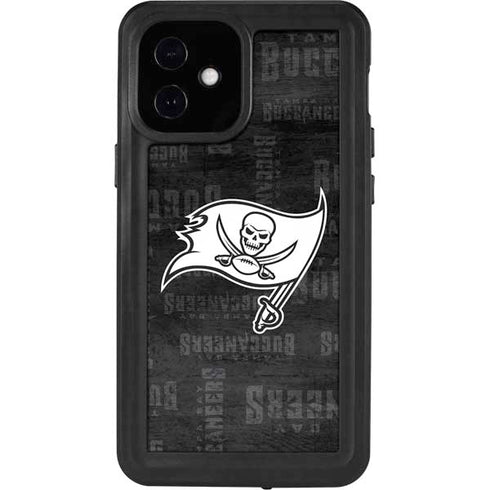 NFL Tampa Bay Buccaneers Black & White iPhone 12 Mini Waterproof Case