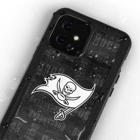 NFL Tampa Bay Buccaneers Black & White iPhone 12 Mini Waterproof Case