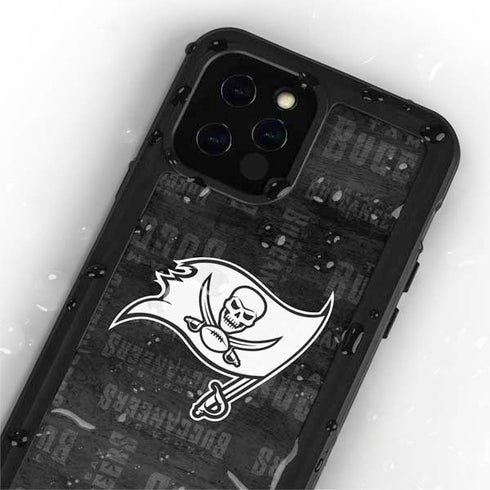 NFL Tampa Bay Buccaneers Black & White iPhone 12 Pro Waterproof Case