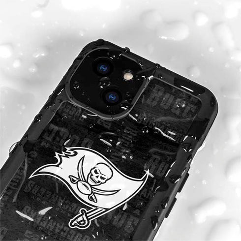 NFL Tampa Bay Buccaneers Black & White iPhone 13 Mini Waterproof Case
