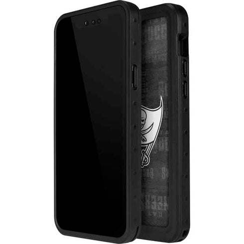 NFL Tampa Bay Buccaneers Black & White iPhone 14 Pro Max Waterproof Case