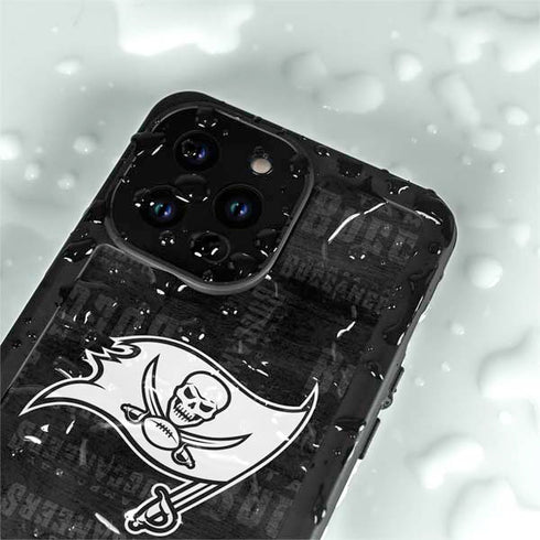 NFL Tampa Bay Buccaneers Black & White iPhone 14 Pro Max Waterproof Case