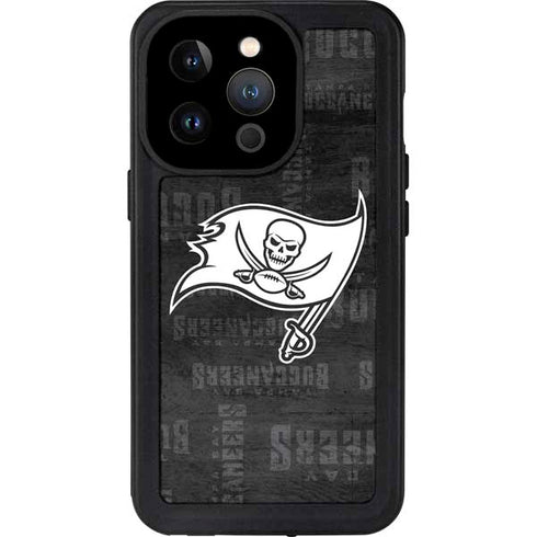 NFL Tampa Bay Buccaneers Black & White iPhone 14 Pro Waterproof Case
