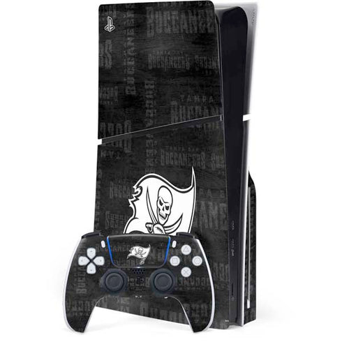 NFL Tampa Bay Buccaneers Black & White PS5 Slim Disk Bundle Skin