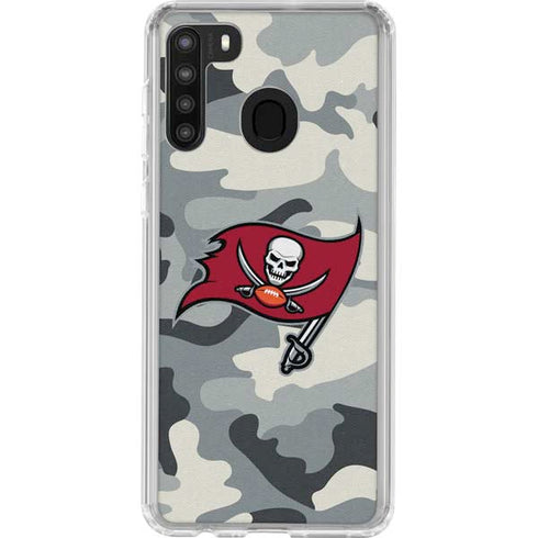 NFL Tampa Bay Buccaneers Camo Galaxy A21 Clear Case