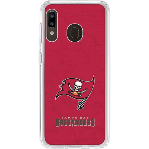 NFL Tampa Bay Buccaneers Distressed Galaxy A20 Clear Case