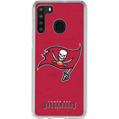NFL Tampa Bay Buccaneers Distressed Galaxy A21 Clear Case