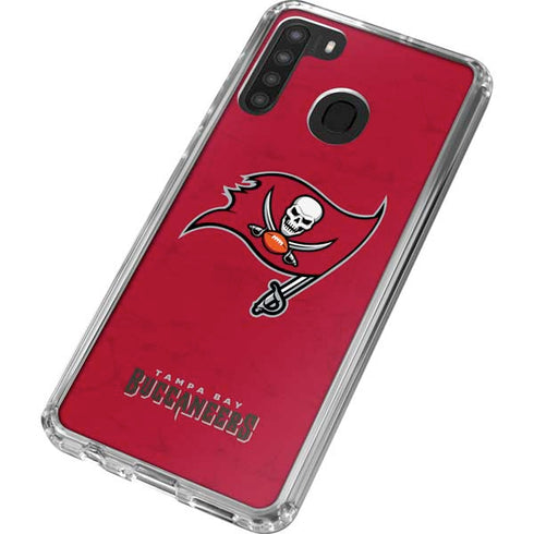 NFL Tampa Bay Buccaneers Distressed Galaxy A21 Clear Case