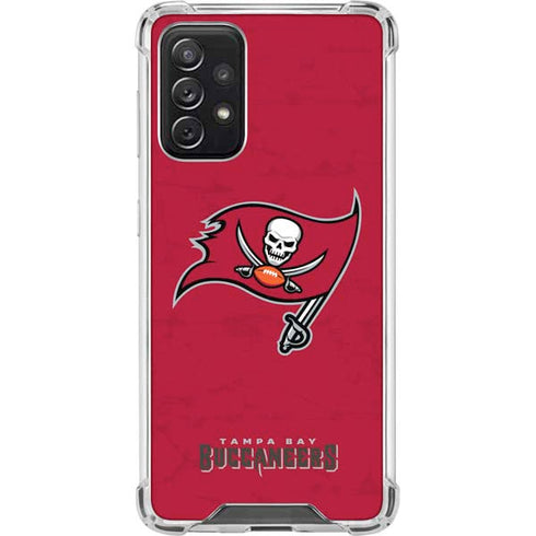 NFL Tampa Bay Buccaneers Distressed Galaxy A72 5G Clear Case