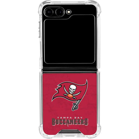 NFL Tampa Bay Buccaneers Distressed Galaxy Z Flip5 5G Clear Case
