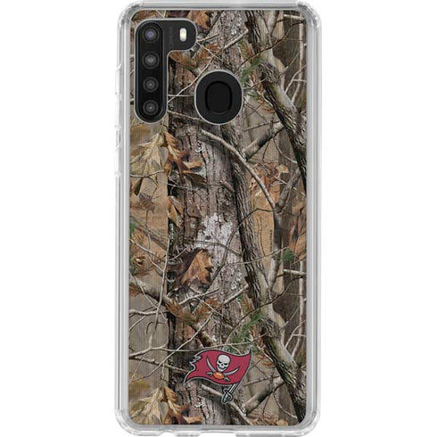 NFL Tampa Bay Buccaneers Realtree AP Camo Galaxy A21 Clear Case