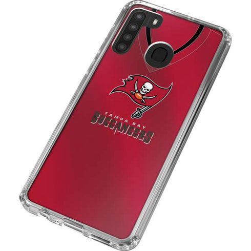 NFL Tampa Bay Buccaneers Team Jersey Galaxy A21 Clear Case