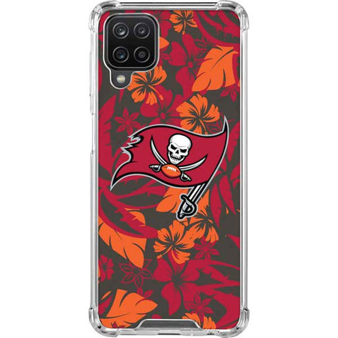 NFL Tampa Bay Buccaneers Tropical Print Galaxy A12 Clear Case