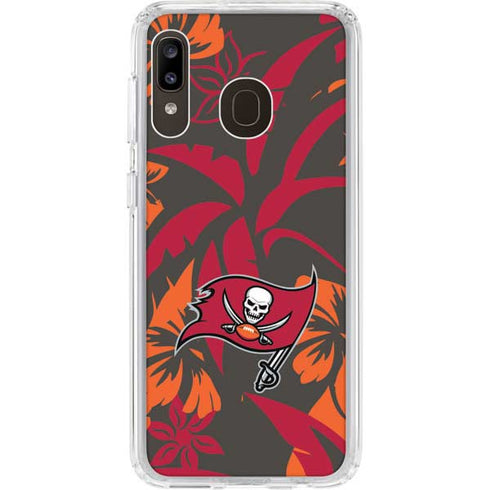 NFL Tampa Bay Buccaneers Tropical Print Galaxy A20 Clear Case