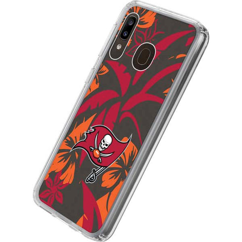 NFL Tampa Bay Buccaneers Tropical Print Galaxy A20 Clear Case