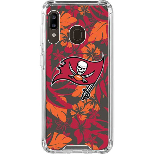 NFL Tampa Bay Buccaneers Tropical Print Galaxy A30 Clear Case