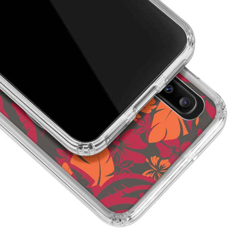 NFL Tampa Bay Buccaneers Tropical Print Galaxy A30 Clear Case