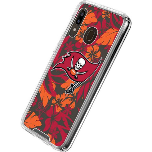 NFL Tampa Bay Buccaneers Tropical Print Galaxy A30 Clear Case