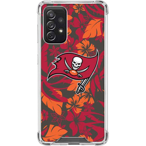NFL Tampa Bay Buccaneers Tropical Print Galaxy A72 5G Clear Case