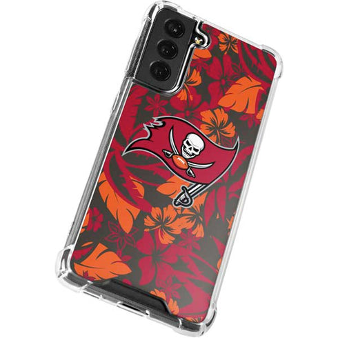 NFL Tampa Bay Buccaneers Tropical Print Galaxy S21 FE Clear Case