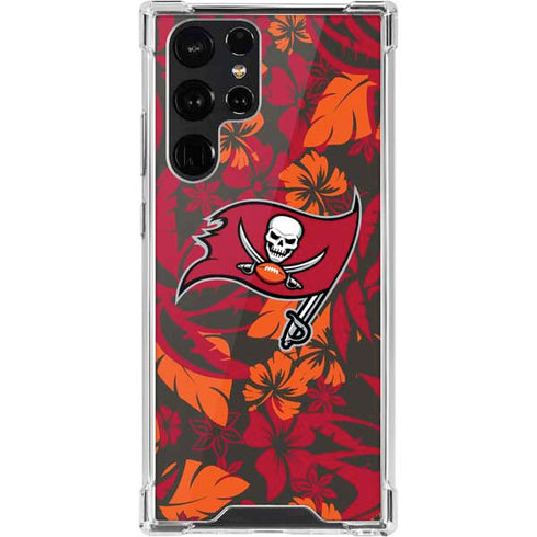 NFL Tampa Bay Buccaneers Tropical Print Galaxy S22 Ultra Clear Case