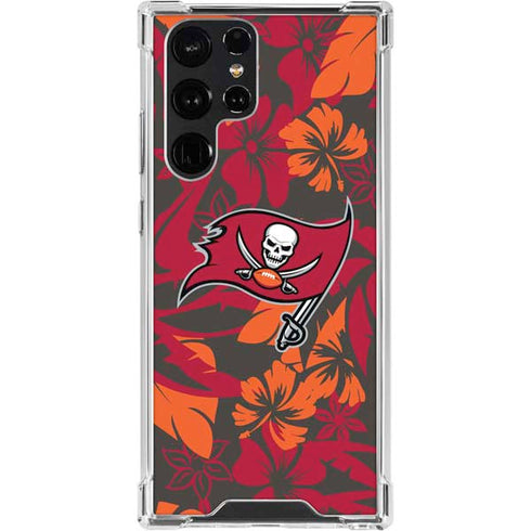 NFL Tampa Bay Buccaneers Tropical Print Galaxy S24 Ultra Clear Case