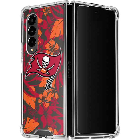 NFL Tampa Bay Buccaneers Tropical Print Galaxy Z Fold4 5G Clear Case
