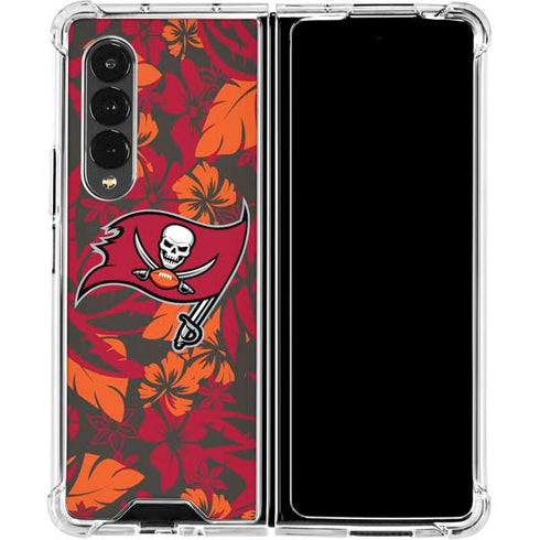 NFL Tampa Bay Buccaneers Tropical Print Galaxy Z Fold4 5G Clear Case