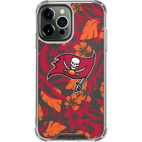 NFL Tampa Bay Buccaneers Tropical Print iPhone 13 Pro Max Clear Case