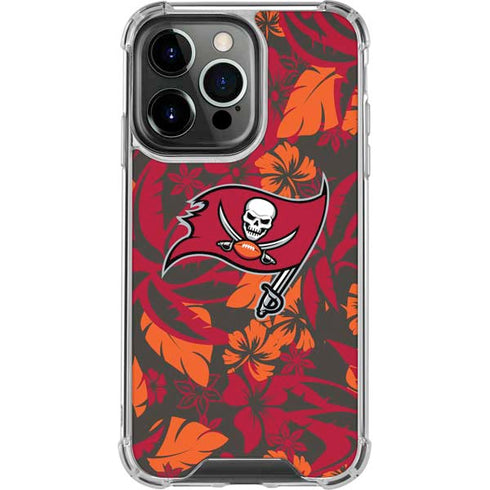NFL Tampa Bay Buccaneers Tropical Print iPhone 14 Pro Clear Case