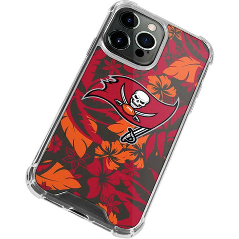 NFL Tampa Bay Buccaneers Tropical Print iPhone 14 Pro Clear Case