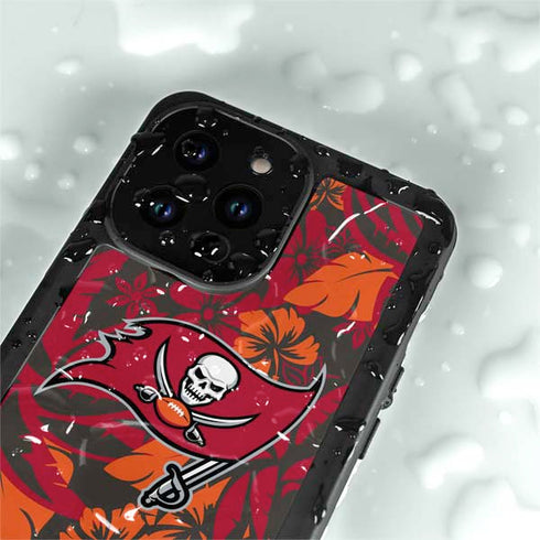 NFL Tampa Bay Buccaneers Tropical Print iPhone 14 Pro Max Waterproof Case
