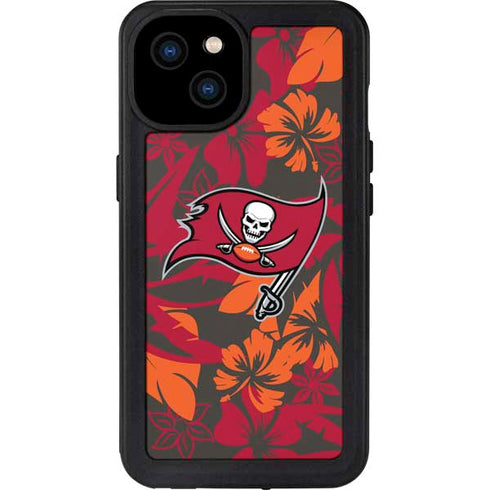 NFL Tampa Bay Buccaneers Tropical Print iPhone 15 Plus Waterproof Case