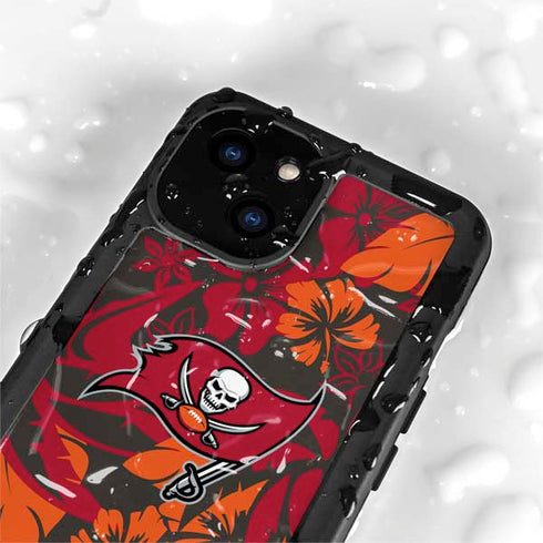 NFL Tampa Bay Buccaneers Tropical Print iPhone 15 Plus Waterproof Case