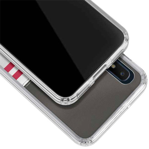 NFL Tampa Bay Buccaneers White Striped Galaxy A10e Clear Case