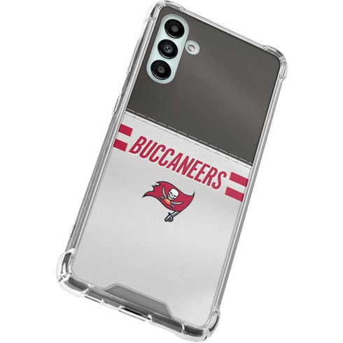 NFL Tampa Bay Buccaneers White Striped Galaxy A13 5G Clear Case