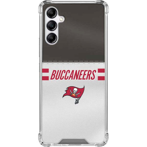 NFL Tampa Bay Buccaneers White Striped Galaxy A15 5G Clear Case
