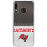 NFL Tampa Bay Buccaneers White Striped Galaxy A20 Clear Case