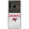 NFL Tampa Bay Buccaneers White Striped Galaxy A21 Clear Case