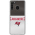 NFL Tampa Bay Buccaneers White Striped Galaxy A21 Clear Case