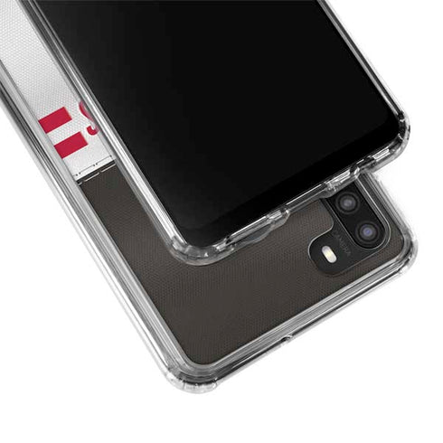 NFL Tampa Bay Buccaneers White Striped Galaxy A21 Clear Case