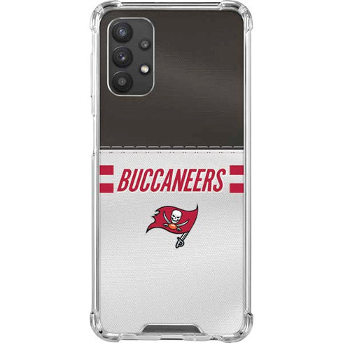 NFL Tampa Bay Buccaneers White Striped Galaxy A32 5G Clear Case