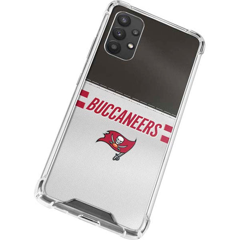 NFL Tampa Bay Buccaneers White Striped Galaxy A32 5G Clear Case