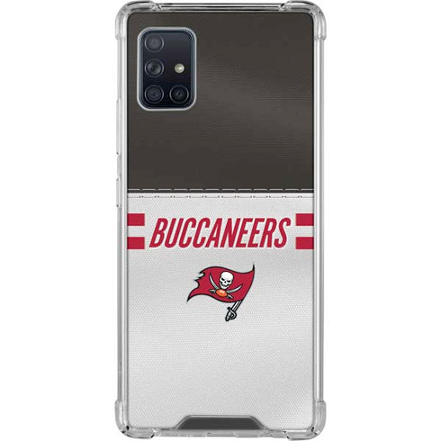 NFL Tampa Bay Buccaneers White Striped Galaxy A51 5G Clear Case