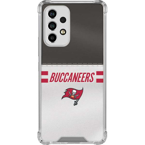 NFL Tampa Bay Buccaneers White Striped Galaxy A53 5G Clear Case