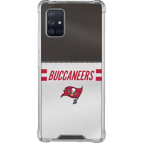 NFL Tampa Bay Buccaneers White Striped Galaxy A71 5G Clear Case