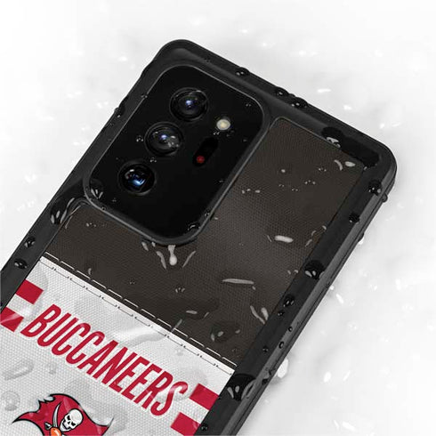 NFL Tampa Bay Buccaneers White Striped Galaxy Note20 Ultra 5G Waterproof Case