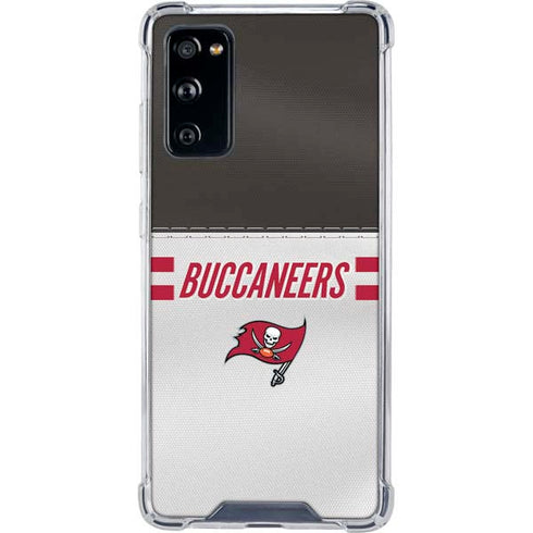 NFL Tampa Bay Buccaneers White Striped Galaxy S20 FE Clear Case
