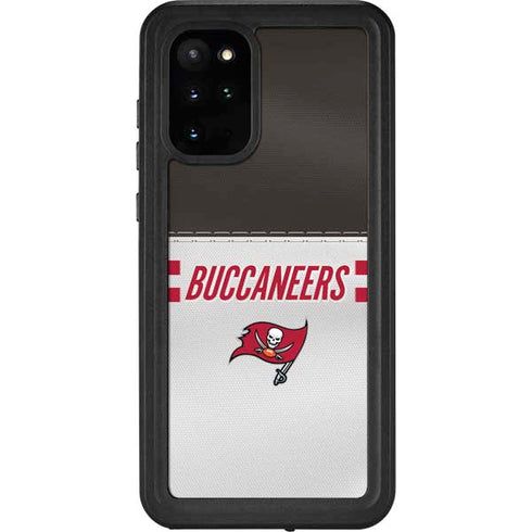 NFL Tampa Bay Buccaneers White Striped Galaxy S20 Plus Waterproof Case