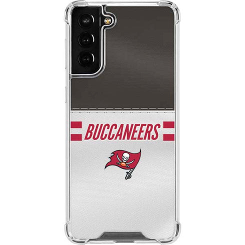 NFL Tampa Bay Buccaneers White Striped Galaxy S21 FE Clear Case